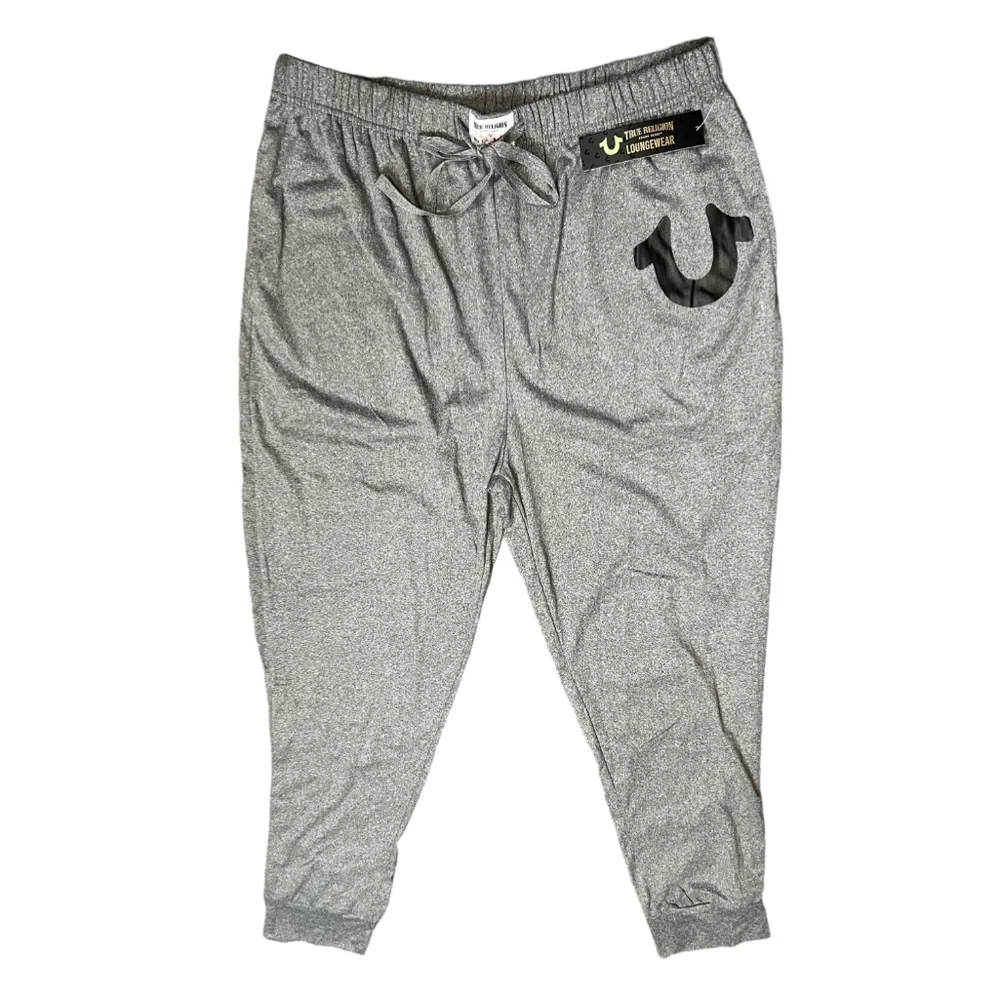 True Religion Men's Classic Logo‎ Jogger Horseshoe Sweatpants Gray Sz L (36-38)